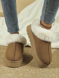 1足 厚底 サーマルライニング 暖かい スノーブーツ ティーンズ用、室内外兼用、滑り止め、カジュアル、秋冬向け