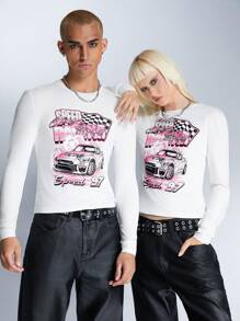 Manfinity VCAY Men Loose Fit Graphic Print Short Sleeve Tee, Crew Neck, Suitable For Summer - White - View 1
