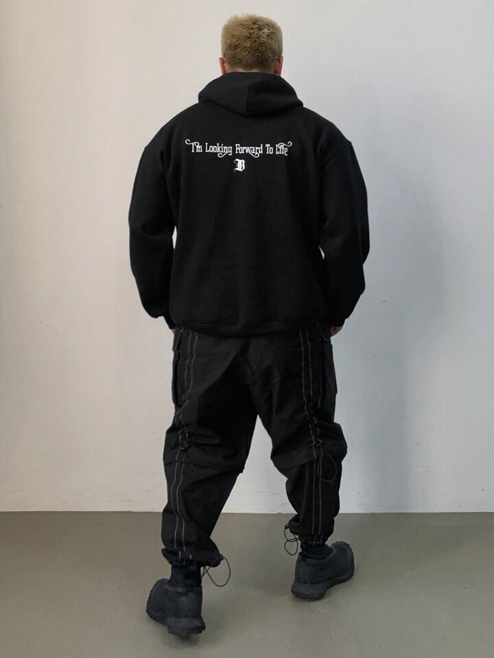 DAZY 秋 メンズ レタープリント フリースパーカー | SHEIN JAPAN