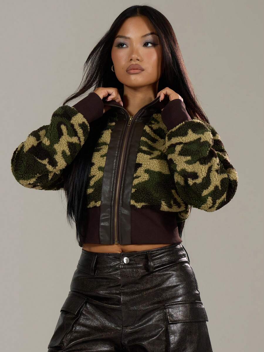 MUSERA Camo Zip Up Fleece Jacket - Multicolor - View 1