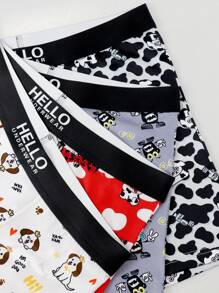 4pcs/Pack Men's Cartoon Letter Print Boxer Briefs - Multicolor - View 7