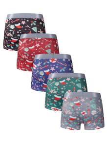 5pcs/Set Men's Christmas Print Boxer Briefs - Multicolor - View 2