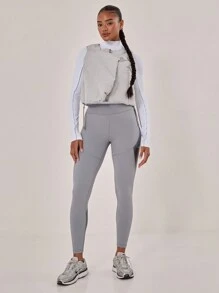 Musera Sport Asymmetric Puffer Gilet, Padel, Tennis, Pickleball Winter Evening - Light Grey - View 4