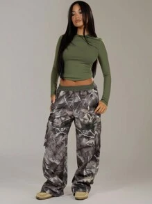 MUSERA 圆领长袖上衣 休闲夏季度假春夏假日 - 卡其色 - 查看 5