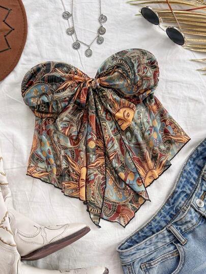 Soleia Top sin mangas de mujer con estampado gráfico de punto para otoño/invierno