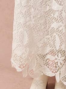 Enchnt New Autumn Winter Products, Women  Hollow Out Lace Waisted Elegant Skirt ,Fall Winter Women's Clothing, Winter Skirt,White Skirt,Fall Women Outfits,Winter Clothes,Winter Women Skirts,Christmas Women Clothes