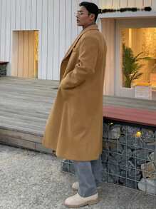 DAZY Camel Solid Men's Coat, Autumn Business Attire - Camel - View 2