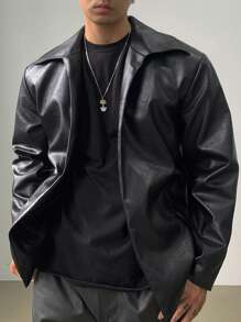 DAZY 男士秋季纯黑色皮夹克/外套