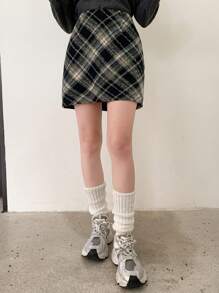 DAZY 女士秋冬格子裙，休闲日常装 - 彩色 - 查看 7