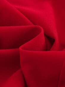 SHEIN Baby Girl Elegant Solid Color Ruffle Hem Long Sleeve Dress, Autumn, For Christmas - Red - View 4