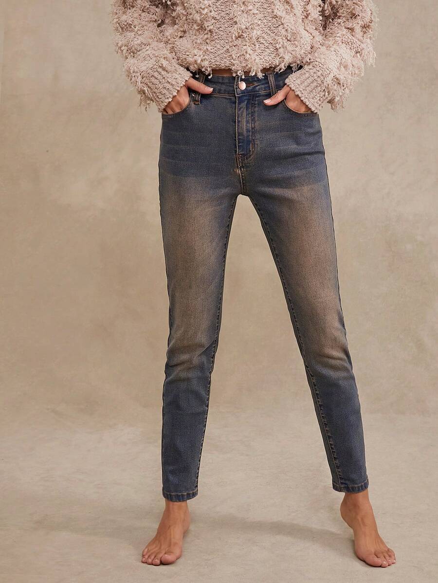 WESTFADE Premium Denim Cotton Tinted Stretch Skinny Jeans - Medium Wash - View 1