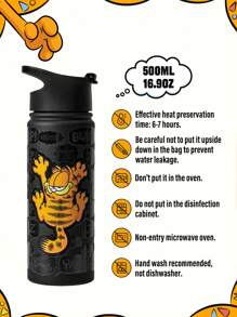 GARFIELD | SHEIN Termo aislado con estampado de dibujos animados y letras - Negro - Ver 3