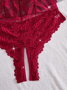 SHEIN 1 件女士蕾丝露背露背连体衣，适合外出穿着