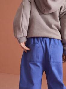 SHEIN Young Boy Letter Print Patch Pocket Loose Casual Straight-Leg Pants