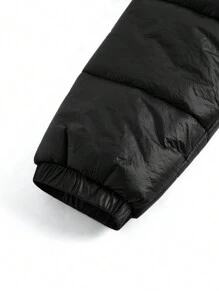 Flirla Cappotto imbottito con colletto alto, cappuccio, maniche lunghe, con cintura, tasche con zip, colore nero, abbigliamento invernale casual