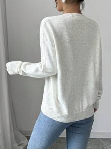 Chiquease Suéter holgado de cuello en V casual para mujer, adecuado para otoño/invierno