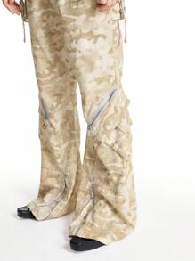 NEON BLANC Men's Street Camo Printed Woven Cargo Pants - Rust Brown - View 5