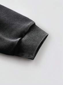 ROMWE MEN Street Life Men's Distressed Graphic Print Hooded Sweatshirt, Street Style Vintage