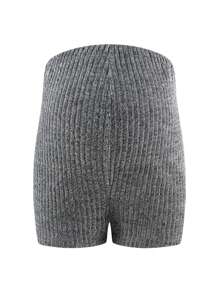 SHEIN 2pcs Maternity Casual Minimalist Elastic Rib-Knit Leggings - Grey - View 7