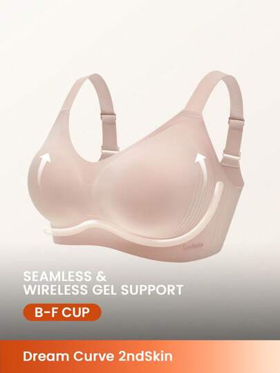 LUVLETTE Dream Curve 2ndSkin Wireless Full Coverage Seamless Side Support Lounge Bra Pink Bralette Bra No Show Underwear Workout Sports Sticky Basic SizeFreedom Bra