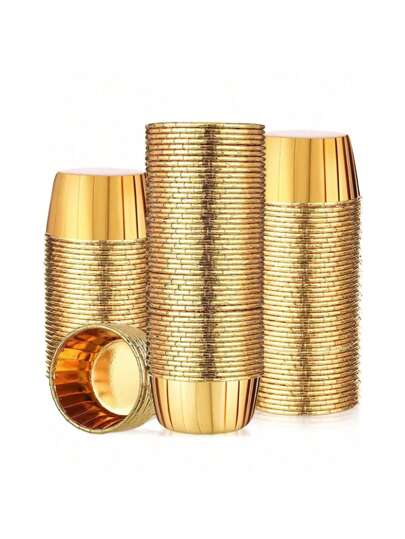 50pcs Muffin Cupcake Liners Grease-Proof Paper Cups With Aluminum Foil Edge, Suitable For Parties With Family And Friends Valentine's Day, Valentines Wedding, Birthday Back To School Gifts