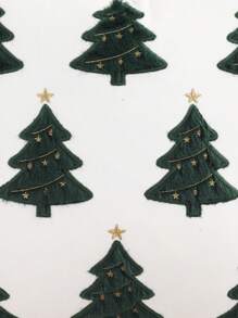 1pc Plush Christmas Tree Pillow Cover, Plush Embroidered,Fall Decor,Autumn Decor,Room Decor - White - View 4