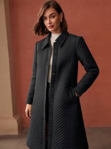 MOTF PREMIUM 配腰带撞色绗缝大衣