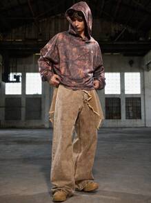 Mainfolk Young Men's Casual Loose Fit Long Sleeve Hooded Knitwear Pullover, For Fall Winter - Rust Brown - View 1