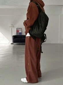 DAZY Brown Fleece Men Sweatsuit For Autumn - Brown - View 3