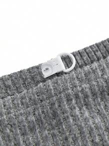 SHEIN 2pcs Maternity Casual Minimalist Elastic Rib-Knit Leggings - Grey - View 3