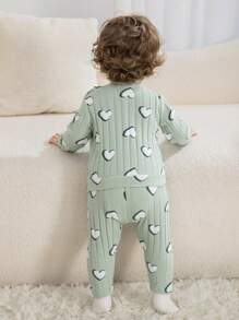 SHEIN 女婴心形印花长袖上衣和裤子两件套服装，秋季 - 彩色 - 查看 2