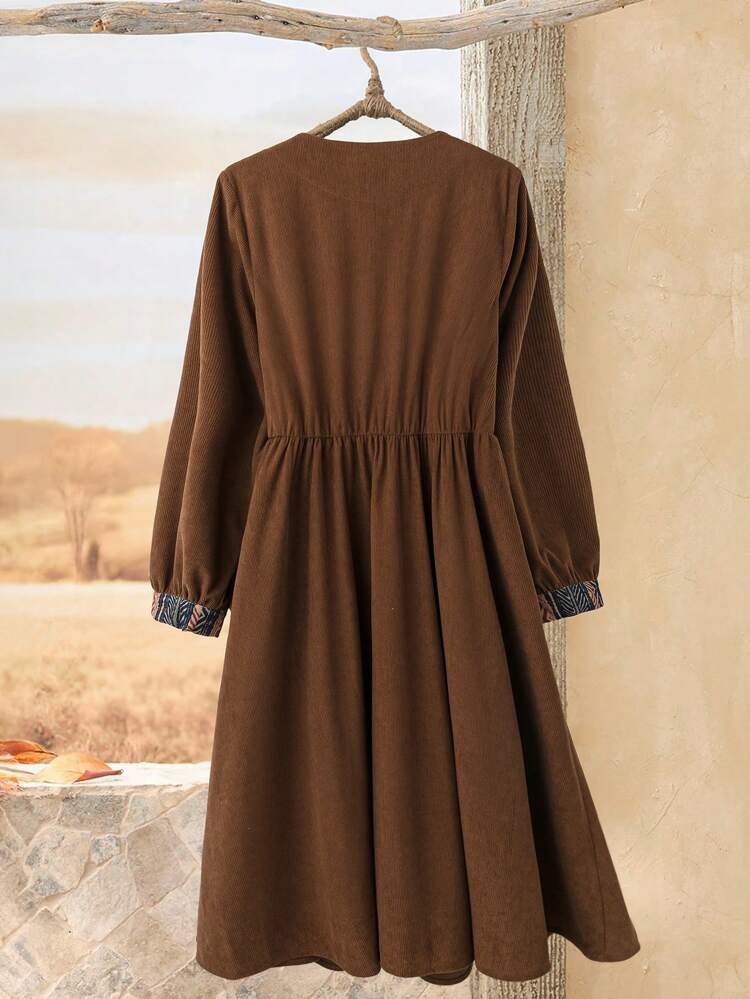 Plus Size Winter Clothes For Women Winter Dresses Winter Clothes Thanksgiving Outfit Women Geometric Print V-Neck Long Sleeve Single-Breasted Casual Dress
