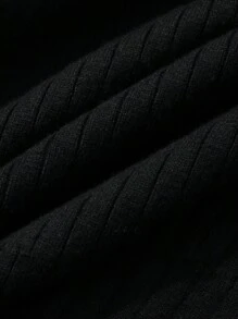 FRIFUL Women's Solid Color Long Straight Casual Knit Skirt - Black - View 7