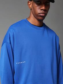 SUMWON 设计师卫衣 休闲 比弗利山庄 罗迪欧大道 街头风 短款运动 舒适 时尚 家居服 秋冬系列 都市风格 高档 - 藍色 - 查看 3