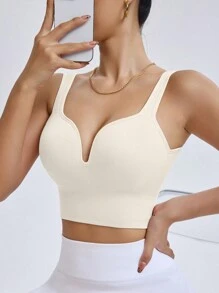 Slayform Seamless High Impact Sports Bra With Racerback,Sports Bras Without Removable Pads ,Sports Bra With Sewn-In Pads, High Impact Support With Non-Removable Pads Molded Cups,For Women High Support Racerback,Workout, Yoga,  Running - Creamy White - View 8