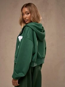 MISSGUIDED Varsity New York Athletic 拉链连帽卫衣 秋冬休闲居家服 街头风 学院风 运动休闲连帽夹克 圣诞节 - 綠色 - 查看 3