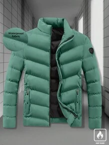 Manfinity Homme Men Loose Fit Winter Zip Up Stand Collar Padded Coat