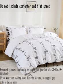 3pcs/Set Wave Bowknot Bedding Set, Suitable For Bedroom In All Seasons - Black and White - View 7