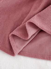 Cozy Pixies 女婴圆领蝴蝶结腰部褶皱前开口长袖连衣裙 - 粉色 - 查看 6