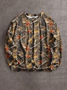SHEIN EZwear Lässiger Vintage Baumzweig Muster Rundhals Loose Fit Damen Sweatshirt, Herbst/Winter