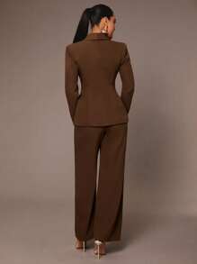 Silquee Women's All-Match Versatile Commuting Professional Mature Mobwife Classic Short Mocha Chocolate Brown Tailored Windbreaker Coat, Suitable For Thanksgiving, Christmas, New Year's Eve Outfit