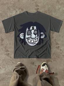 Men's Summer Short Sleeve Casual Cartoon Portrait Graffiti Printed T-Shirt