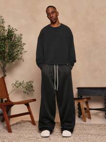 SUMWON Premium Essential Waffle Knit Pullover Sweatshirt Athletic Fit Fall Winter Workout Casual Loungewear Activewear