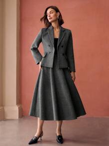 MOTF PREMIUM LAPEL COLLAR FLAP DETAIL DOUBLE BREASTED PLACKET OVERCOAT - Grey - View 4