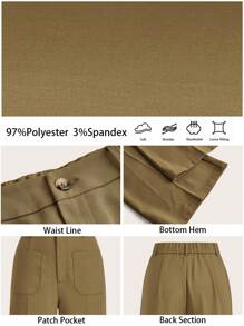 BizChic Spodnie Khaki Flare Leg, Eleganckie Spodnie Damskie Na Święto Dziękczynienia, Boże Narodzenie, Noworoczne Przyjęcie, Wiosna/Lato,