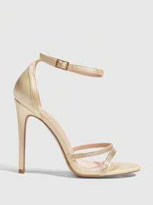 CUCCOO SZL 女士水钻装饰简约高跟凉鞋，休闲日常穿着