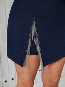 SHEIN Privé 1 件女式加大码不对称荷叶边下摆短裙