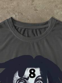 Men's Summer Short Sleeve Casual Cartoon Portrait Graffiti Printed T-Shirt