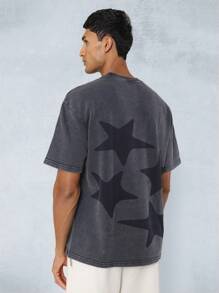 SUMWON Washed Crop Fit Tee With Star Graphic - Grey - View 2