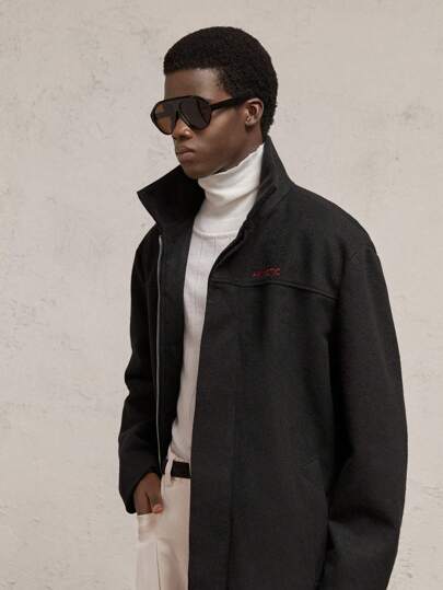 Men's Slim Fit Regular Shoulder Opening Long Sleeve Cardigan Jacket, Suitable For Autumn, For Fall Winter